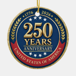 250th Anniversary USA Patriotic | 1776–2026 Ceramic Ornament
