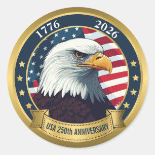 250th Anniversary USA Patriotic 1776–2026 Classic Round Sticker