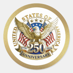 250th Anniversary USA Patriotic 1776–2026 Classic Round Sticker