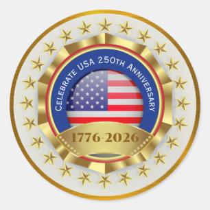 250th Anniversary USA Patriotic 1776–2026 Classic Round Sticker