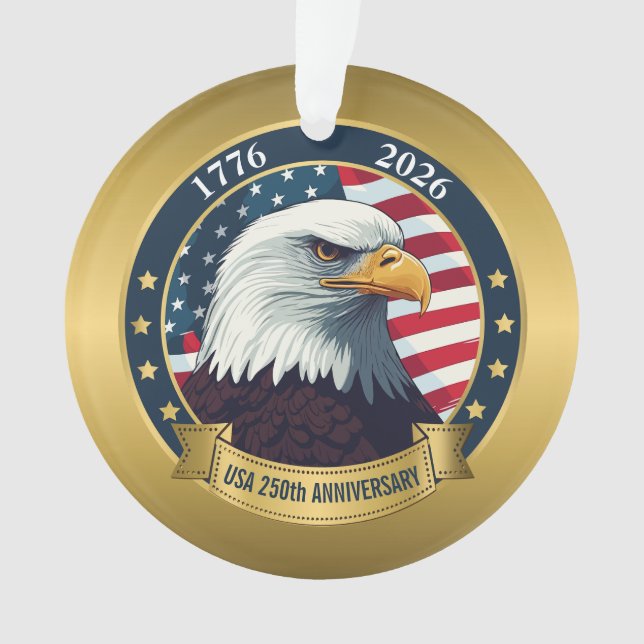 250th Anniversary USA Patriotic | 1776–2026 Ornament (Front)