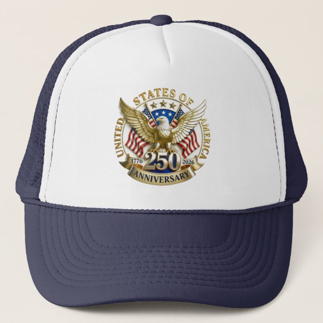 250th Anniversary USA Patriotic | 1776–2026 Trucker Hat (Front)