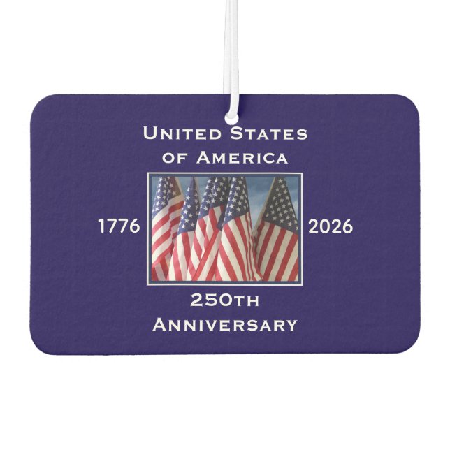 250th Anniversary USA Patriotic American Blue Car Air Freshener (Front)