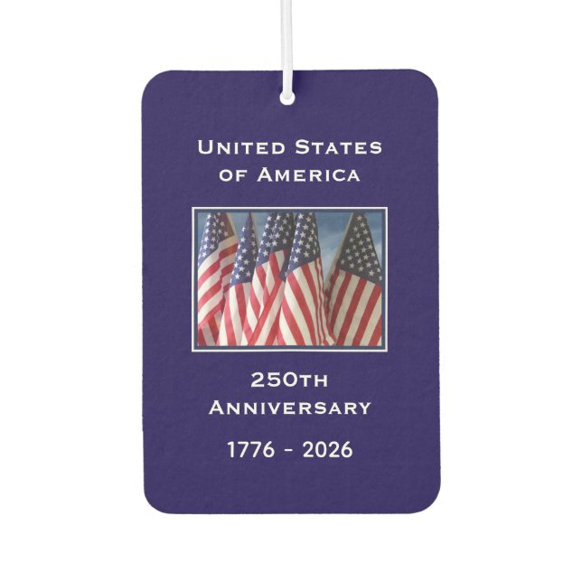 250th Anniversary USA Patriotic American Blue Car Air Freshener (Front)