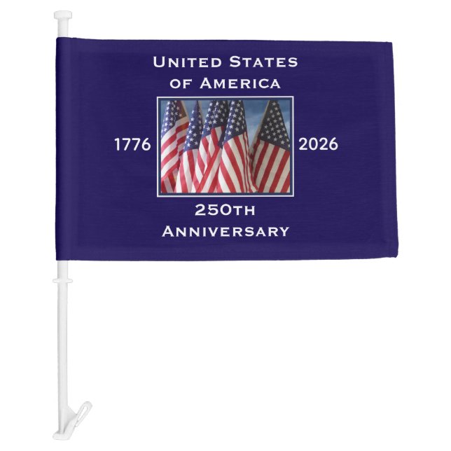 250th Anniversary USA Patriotic American Blue Car Flag (Front)