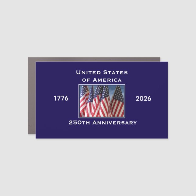 250th Anniversary USA Patriotic American Flag Blue Car Magnet (Front)