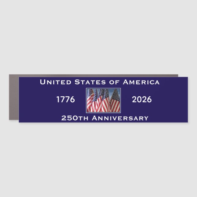 250th Anniversary USA Patriotic American Flag Blue Car Magnet (Front)