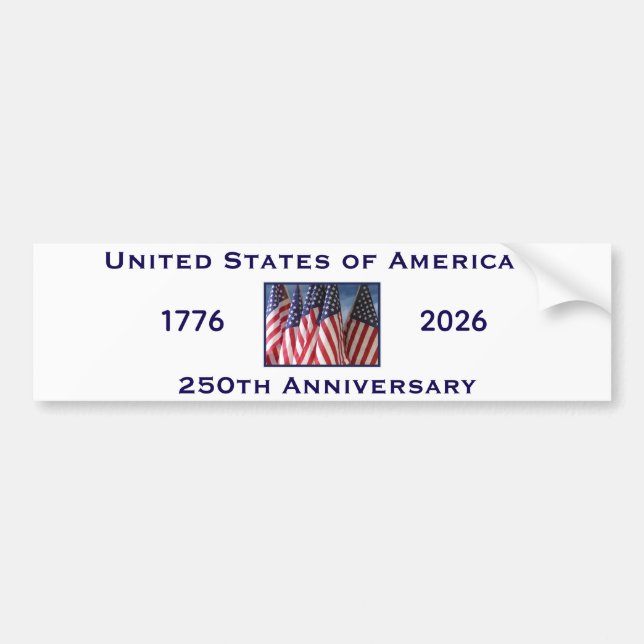 250th Anniversary USA Patriotic American Flag  Bumper Sticker (Front)