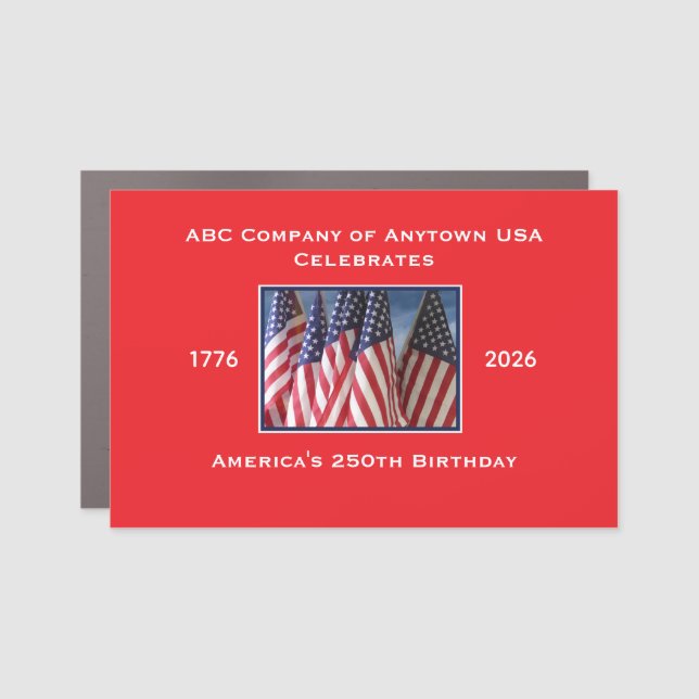 250th Anniversary USA Patriotic American Flag Red Car Magnet (Front)