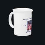 250th Anniversary USA Patriotic American Flags Beverage Pitcher<br><div class="desc">250th Anniversary 1776 to 2026, United States of America, Beverage Pitcher. A great milestone for the USA! Photo of American flags waving in the wind, and patriotic text make this a wonderful commemorative keepsake - a once in a lifetime event! Great gift for Birthday, Christmas, Independence Day, 4th of July,...</div>