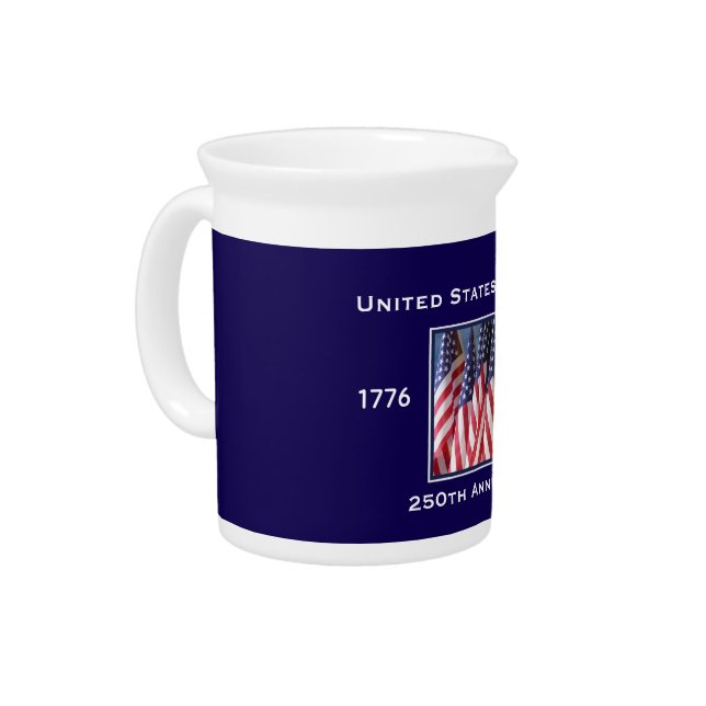 250th Anniversary USA Patriotic American Flags Beverage Pitcher (Left)