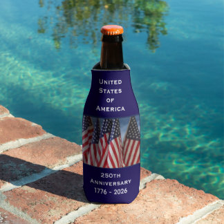 250th Anniversary USA Patriotic American Flags Bottle Cooler