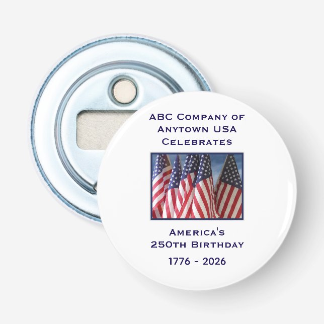 250th Anniversary USA Patriotic American Flags Bottle Opener (Front)
