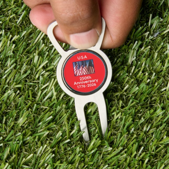 250th Anniversary USA Patriotic American Flags Divot Tool (Insitu 1)