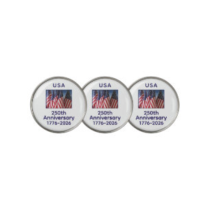 250th Anniversary USA Patriotic American Flags Golf Ball Marker