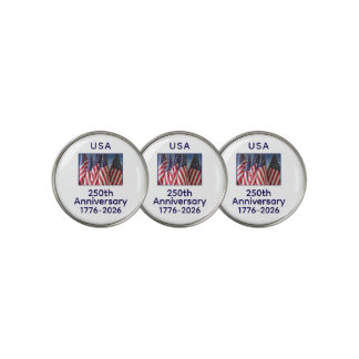 250th Anniversary USA Patriotic American Flags Golf Ball Marker
