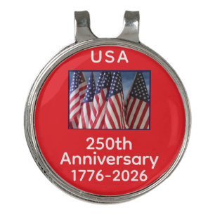 250th Anniversary USA Patriotic American Flags Golf Hat Clip