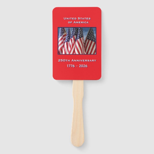 250th Anniversary USA Patriotic American Flags Hand Fan (Front)