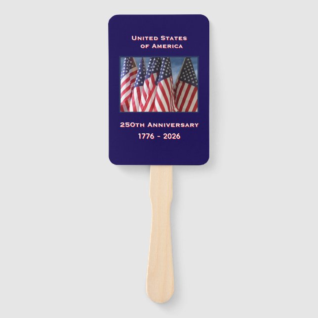250th Anniversary USA Patriotic American Flags Hand Fan (Front)