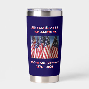 250th Anniversary USA Patriotic American Flags Insulated Tumbler
