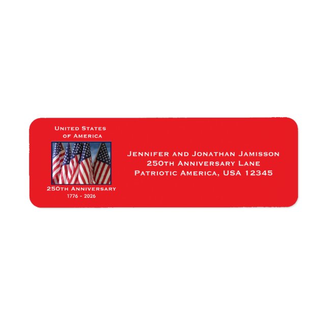 250th Anniversary USA Patriotic American Flags Lab Label (Front)