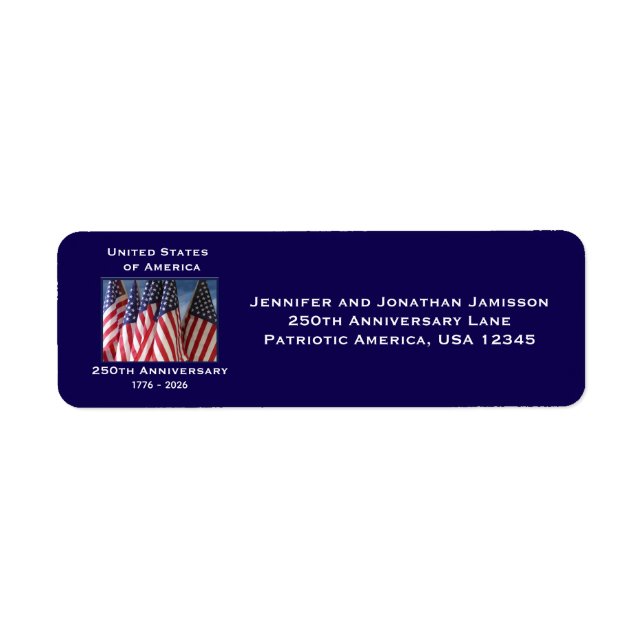 250th Anniversary USA Patriotic American Flags Label (Front)