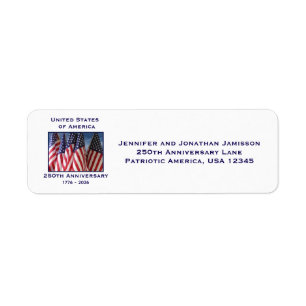 250th Anniversary USA Patriotic American Flags Label