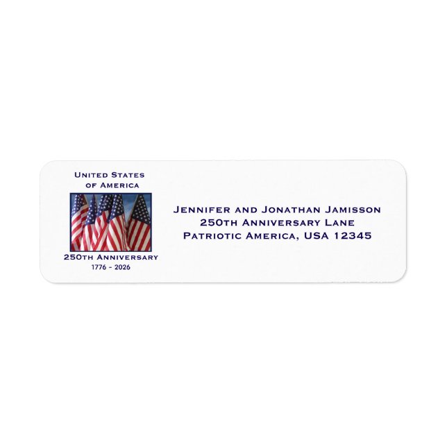 250th Anniversary USA Patriotic American Flags Label (Front)