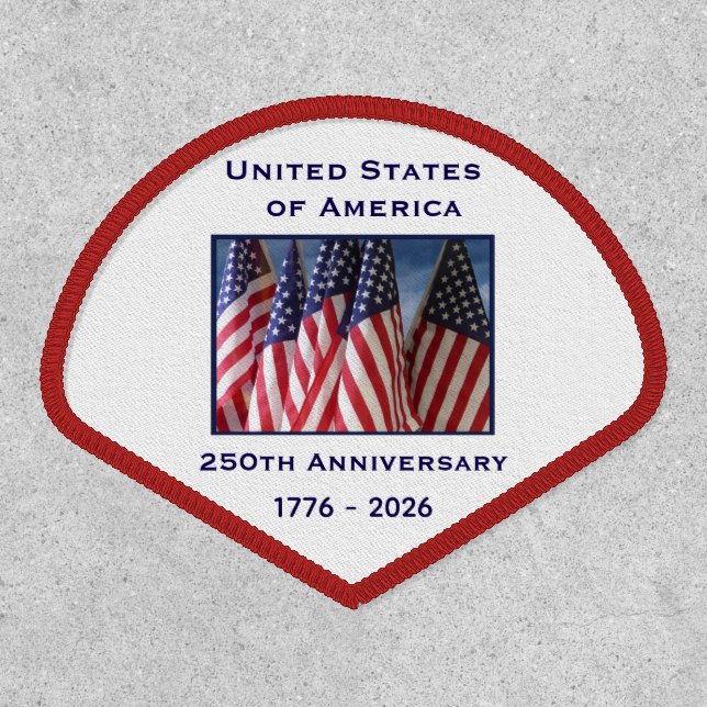250th Anniversary USA Patriotic American Flags  Patch (Front)