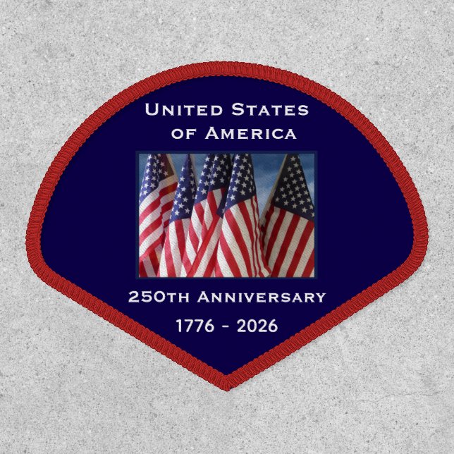250th Anniversary USA Patriotic American Flags  Patch (Front)