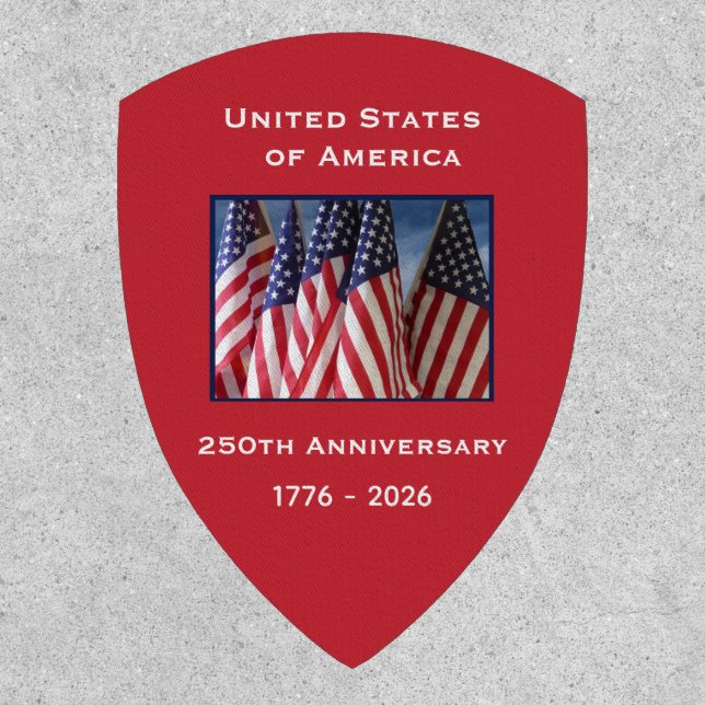 250th Anniversary USA Patriotic American Flags Patch (Front)