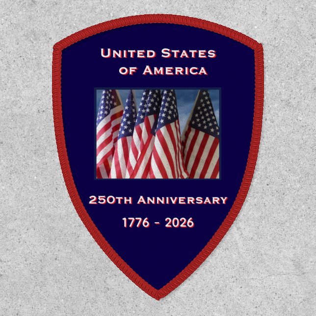 250th Anniversary USA Patriotic American Flags Patch (Front)