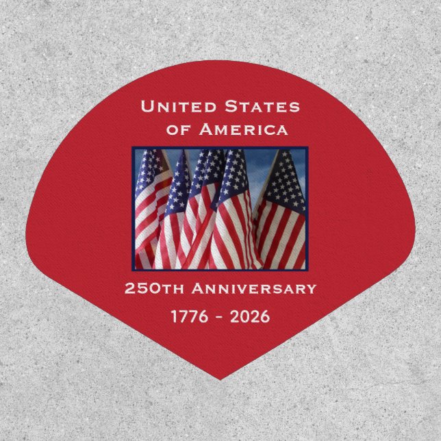 250th Anniversary USA Patriotic American Flags  Patch (Front)