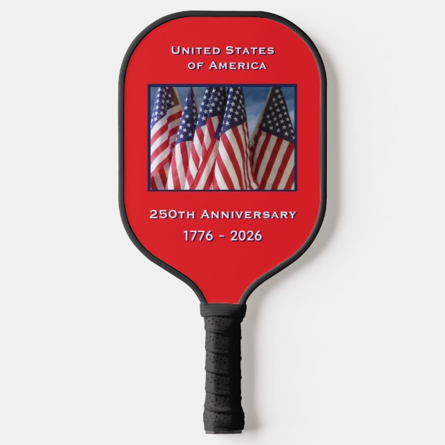 250th Anniversary USA Patriotic American Flags Pickleball Paddle (Front)