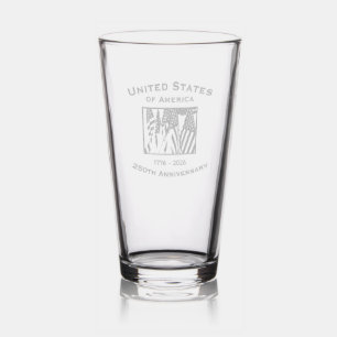250th Anniversary USA Patriotic American Flags Pint Glass