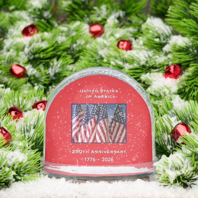 250th Anniversary USA Patriotic American Flags Snow Globe (Christmas)