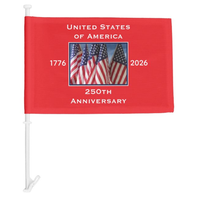 250th Anniversary USA Patriotic American Red Car Flag (Front)