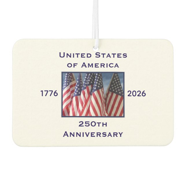 250th Anniversary USA Patriotic American White Car Air Freshener (Front)