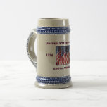 250th Anniversary USA Patriotic  Beer Stein<br><div class="desc">250th Anniversary 1776 to 2026, United States of America, Beer Stein. A great milestone for the USA! Photo of American flags waving in the wind, and patriotic text make this a wonderful keepsake - a once in a lifetime event! Great gift for Birthday, Christmas, Independence Day, 4th of July, or...</div>