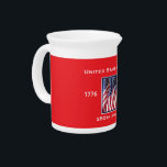 250th Anniversary USA Patriotic  Beverage Pitcher<br><div class="desc">250th Anniversary 1776 to 2026, United States of America, Beverage Pitcher. A great milestone for the USA! Photo of American flags waving in the wind, and patriotic text make this a wonderful commemorative keepsake - a once in a lifetime event! Great gift for Birthday, Christmas, Independence Day, 4th of July,...</div>