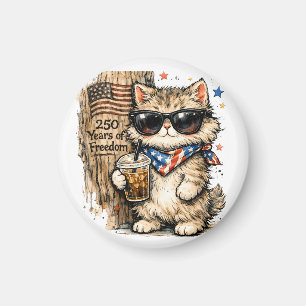 250th Anniversary USA Patriotic Cat Iced Coffee  Magnet