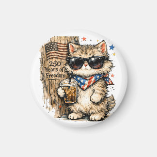 250th Anniversary USA Patriotic Cat Iced Coffee Magnet