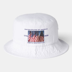 250th Anniversary USA Patriotic Classic White Bucket Hat