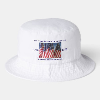 250th Anniversary USA Patriotic Classic White Bucket Hat