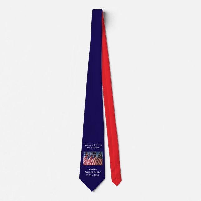 250th Anniversary USA Patriotic Dark Blue and Red Neck Tie (Front)