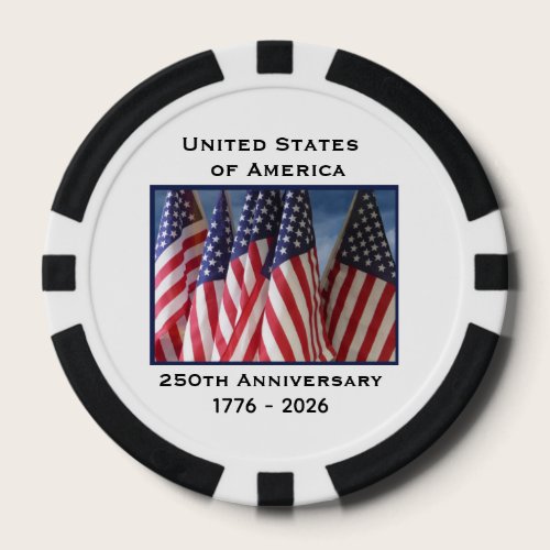 250th Anniversary USA Patriotic Flag Premium Black Poker Chips