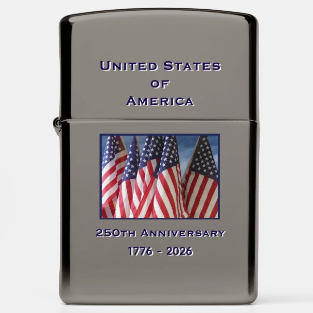 250th Anniversary USA Patriotic Flag Zippo Lighter (Front)