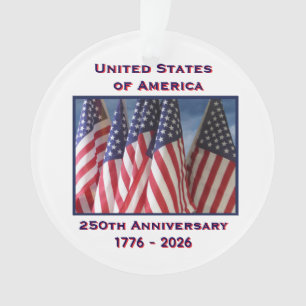 250th Anniversary USA Patriotic Flags Acrylic Ornament