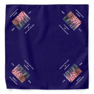 250th Anniversary USA Patriotic Flags Blue Bandana