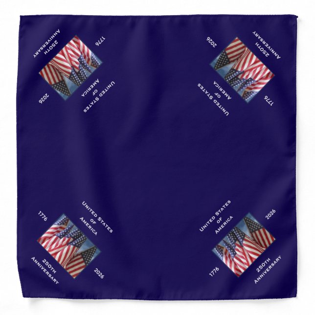 250th Anniversary USA Patriotic Flags Blue Bandana (Front)